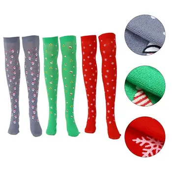 

3 Pairs of Christmas Stocking Silk Stocking Over Knee High Sock for Girls