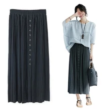 Женские длинные юбки для дам, плиссированные юбки для женщин, s Harajuku, плиссированные элегантные миди юбки макси с эластичной талией, летние юбки