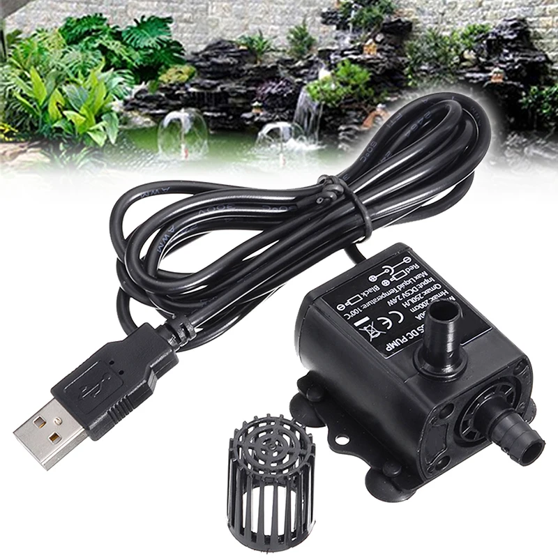 1 шт. DC/USB циркулирующий водяной насос сверхтихий мини Бесщеточный 5V 2,4 W 250L/ч подъем 200 см фонтан погружной аквариумный