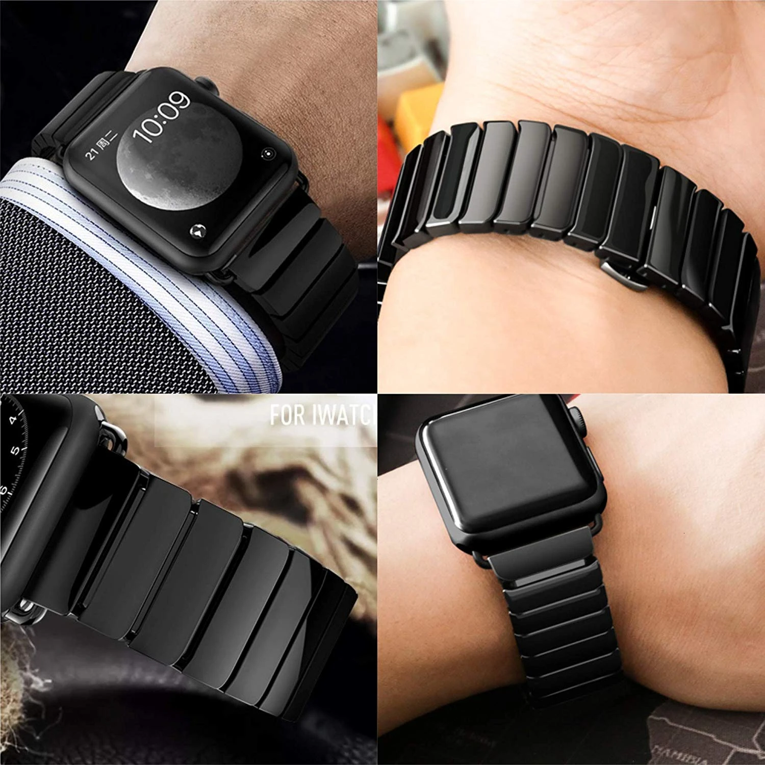 Керамический ремешок для часов Apple Watch 6 5 4 3 2 полоса 44 мм 42 Смарт часы браслет