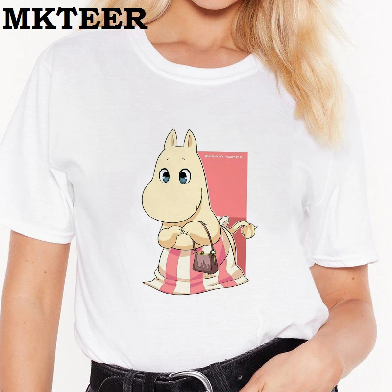 

Kawaii Moomin Mama Vogue Print Women's 2019 Fashion Tee Shirt Femme Harajuku T Shirt Summer Ulzzang Casual Tops&Tees