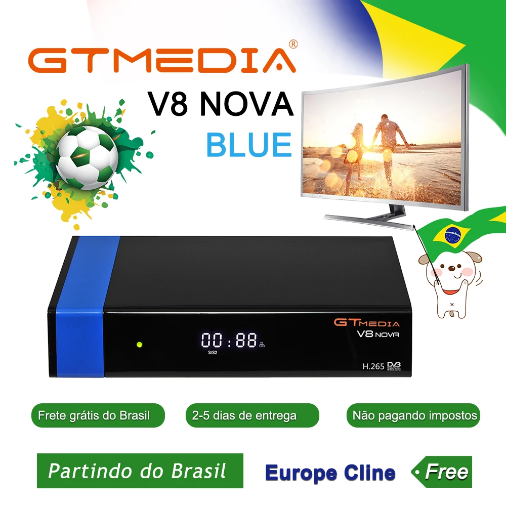 GTmedia V8 NOVA DVB-S2 цифровой спутниковый приемник 1 год cccam cline Испания немецкая поддержка newcam Модернизированный V8 супер корабль Бразилия