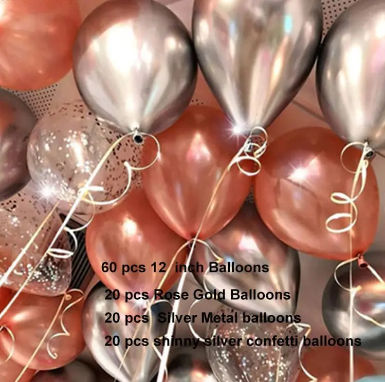 Воздушный шар комбинация 60 шт./партия розовое золото металлические конфетти шарики для свадебного украшения вечерние принадлежности украшения аксессуары