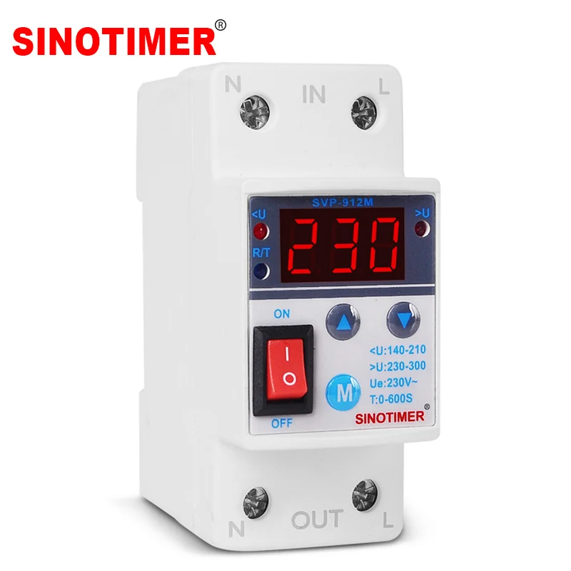 Trilho Din Ajustar Reconectar sobre e sob Protetor de Tensão Relé Proteção Protetora contra Sobretensão on e Off Rocker Switch 40a 220v