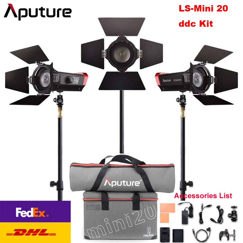 Aputure LS Mini 20 3-Light Kit LED Photography Studio 2 20d 1 20C Stand Panel Softbox Lighting for youtube | Электроника