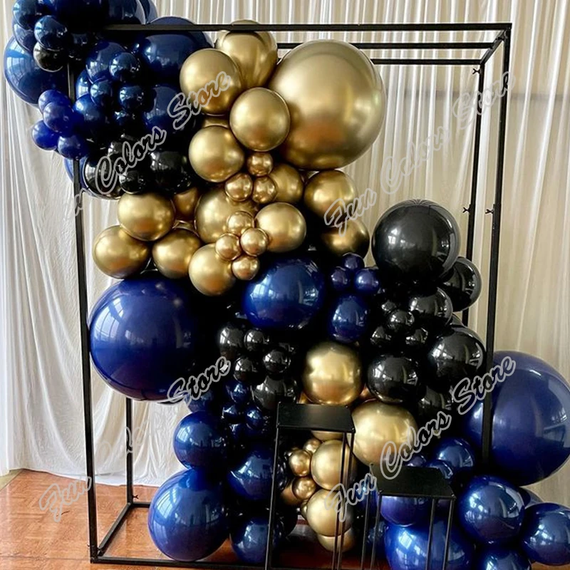 

125pcs Matte Navy Blue Happy Wedding Kid Birthday Party Background Baby Shower Black Holiday Decoration Balloon Garland Arch Kit