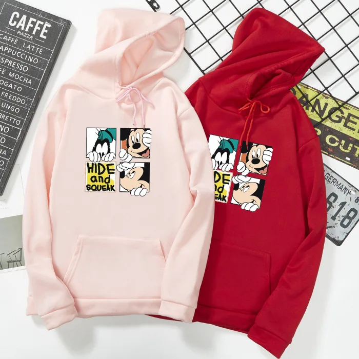 

Autumn Winter Hooded Women Sweatshirt Mickey Mouse Cartoon Hoodies Pocket Casual Loose Warm Pullover Top 2019 Harajuku Costume