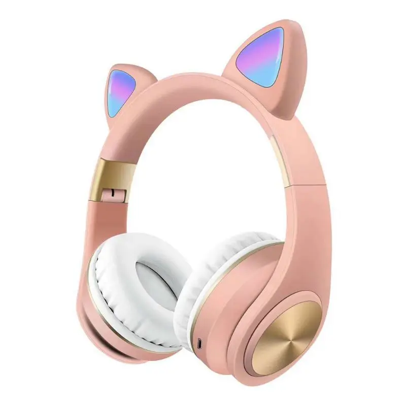 Cat Ear LED Light Wireless Foldable Bluetooth Headphones Flashing Glowing 28GE