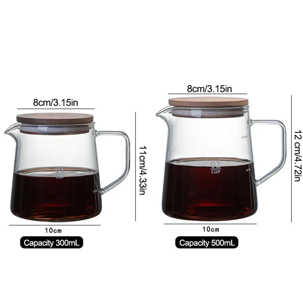 500ml/300ml Heat Resistant Glass Coffee Pot With Lid Household Coffee Jug Milk Juice Holder