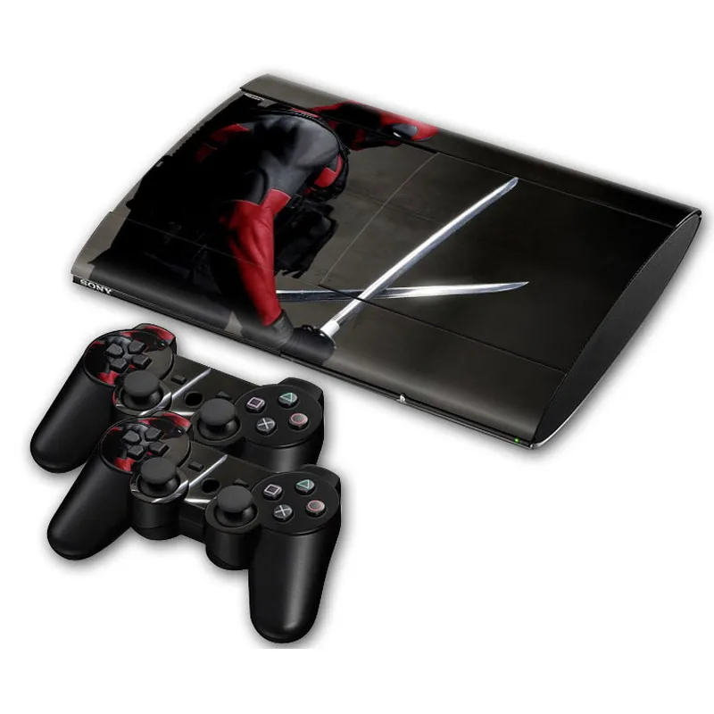 Marvel Deadpool Spiderman Star Wars Vinyl Skin Sticker for PS3 Super Slim Console and 2 Controllers Decal Cover Game Accessories