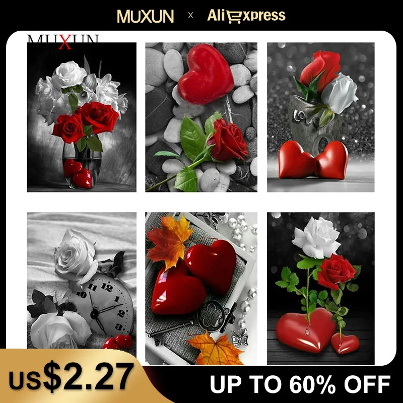 Muxun Diamond Embroidery Full Display Flower 5D Diy Painting Love Picture Of Rhinestone Mosaic Gift By Ep308 | Дом и сад