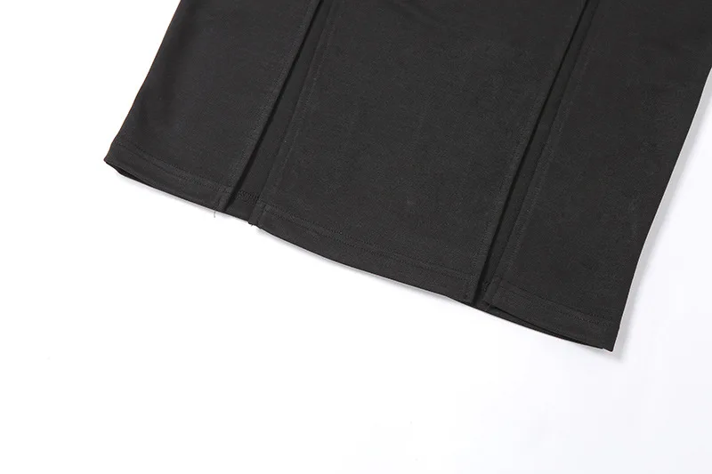 Goth Dark Gothic High Waist Black Midi Dress Y2k Grunge Patchwork Elastic Slit Hem A-line Midi Skirts Women Autumn Streetwear