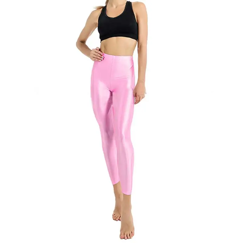 Women Pant For Girl Spandex Shiny Solid Color Fluorescent Leggings Casual Elastic High Quality Large Size 1PC Trousers New