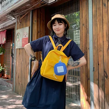 

Fashion Women Nylon Zipper Capacity Student Backpack Travel Couple Bag Simple Backpack Candy-colored Schoolbag Модный рюкзак