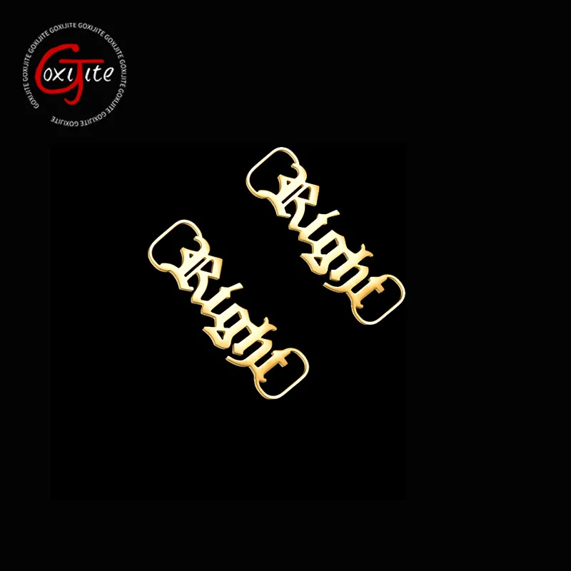 Goxijite-hebilla de zapato con nombre personalizado, cordón dorado de acero inoxidable, para decoración de zapatos, accesorios para zapatillas, joyería