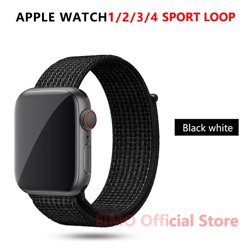 black white Ремешок для apple watch 44 мм 40 мм apple watch 5 4 iwatch band 5 4 42 мм 38 мм спортивный нейлоновый браслет аксессуары для часов - Цвет ремешка: black white