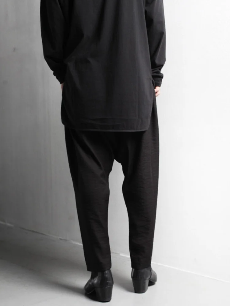 Men's Hanging Crotch Pants New Casual Pleated Wrapped Pants Men's Elastic Waist Large Size To Resist Pants 