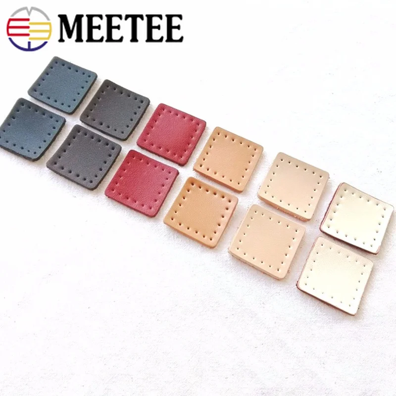 Meetee, 10 пар, 2,8*2,8 см, натуральная кожа, квадратная молния, хвост, аксессуары для рук, сделай сам, багаж, кожаная часть, молния, декоративный хвост