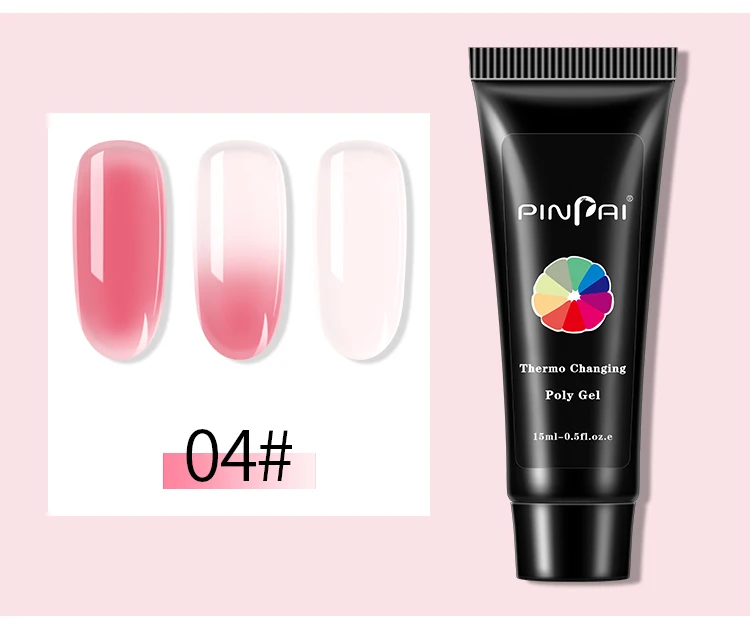 PinPai 15ml Thermal Nail Poly Acrylic Gel Quick Extension Temperature Color Changing Nail Art Builder Polygel Soak Off UV Gel