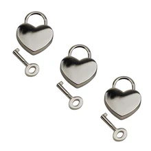 

New Small Heart Shape Padlock Mini Travel Bag Diary LockKey Silver Pack of 3