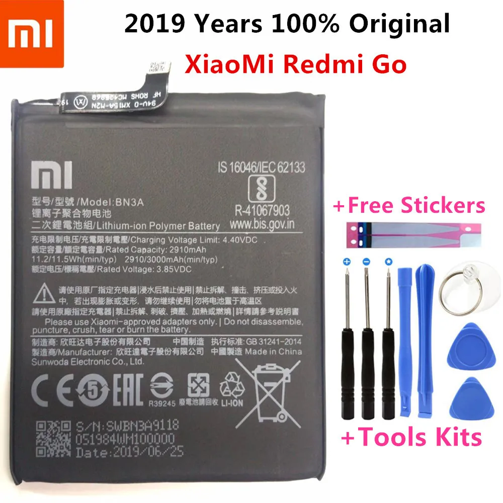 

100% Original Xiaomi BN3A 3000mAh Battery For XiaoMi Redmi Go BN3A Batterie Bateria Accumulator Smart Phone Battery