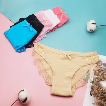

6 Pcs/Lot New Arrival 2020 Cotton Underwear Women Good Quality Lace Sexy Briefs Panties M L XL 9335