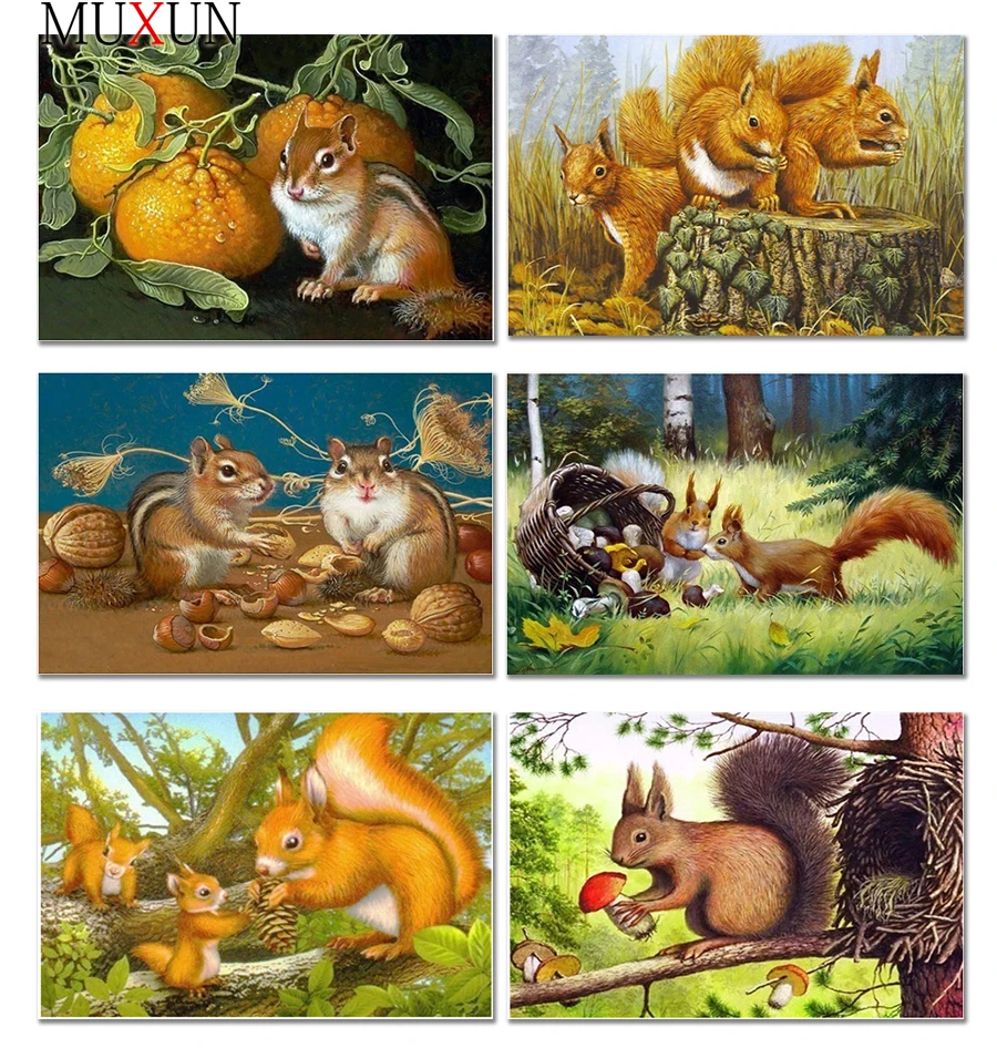 

5D Full Diamond Embroidery Animal Diamond Painting Lovely 3D New Arrivals Mosaic Diamond Animal Squirrel Home Decortion Er077