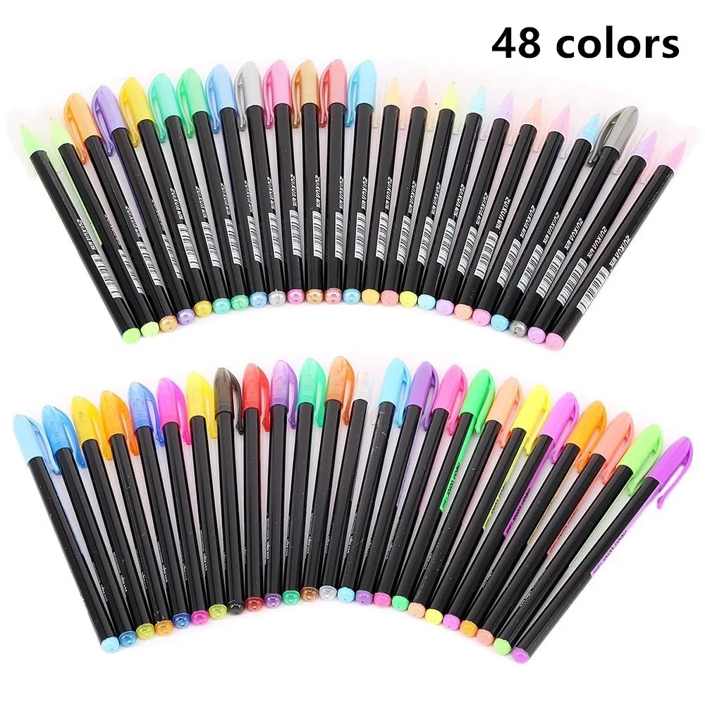 48 Piece Colors Glitter Gel Pens Set, Markers Fine Point Colored