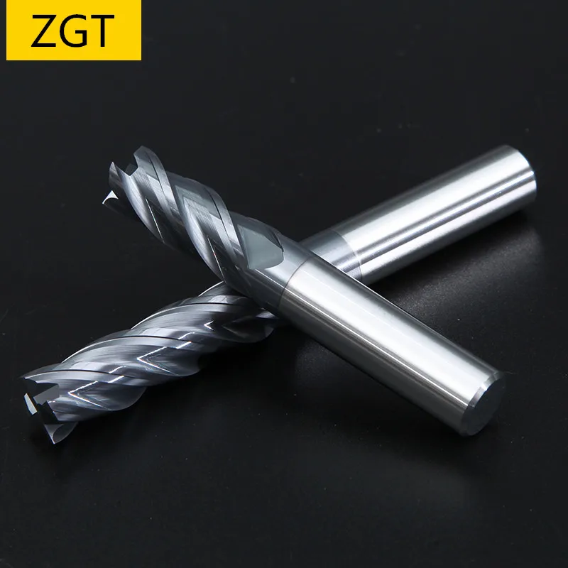 

ZGT Endmill Metal Cnc Cutter Milling Tools HRC50 4 Flute Alloy Carbide Tungsten Steel Milling Cutter End Mill 6mm 8mm 10mm 12mm
