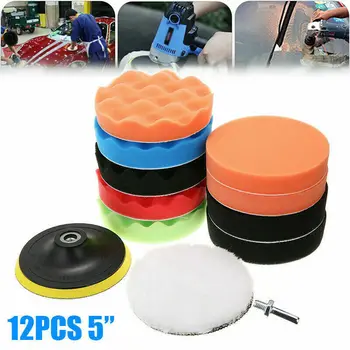 

12pcs 5" 125mm Car Polisher Pad Buffer Waxing Buffing Polishing Sponge Pads Kit Car Cleaning Tools Polishing Pad