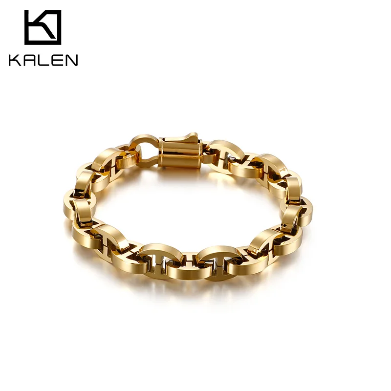 

23.5cm Link Chain Bracelet Men Biker Stainless Steel Gold/Silver/Black/Matte Box Chain Armband Male Jewelry Accessories