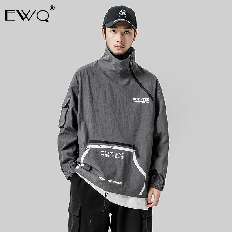 

EWQ / Men's Clothes 2020 spring New Pullover Oblique Zipper Stand Collar Personality Jacket For Male Tide Long Sleeve 19H-a129