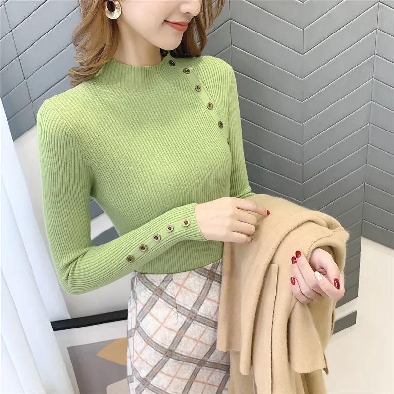 Пончо Blusas De Inverno Feminina 9321 реальная съемка новая кнопка вязаный эластичный сужающаяся к талии футболка 25-1st пол, 4 строки, 5 полок