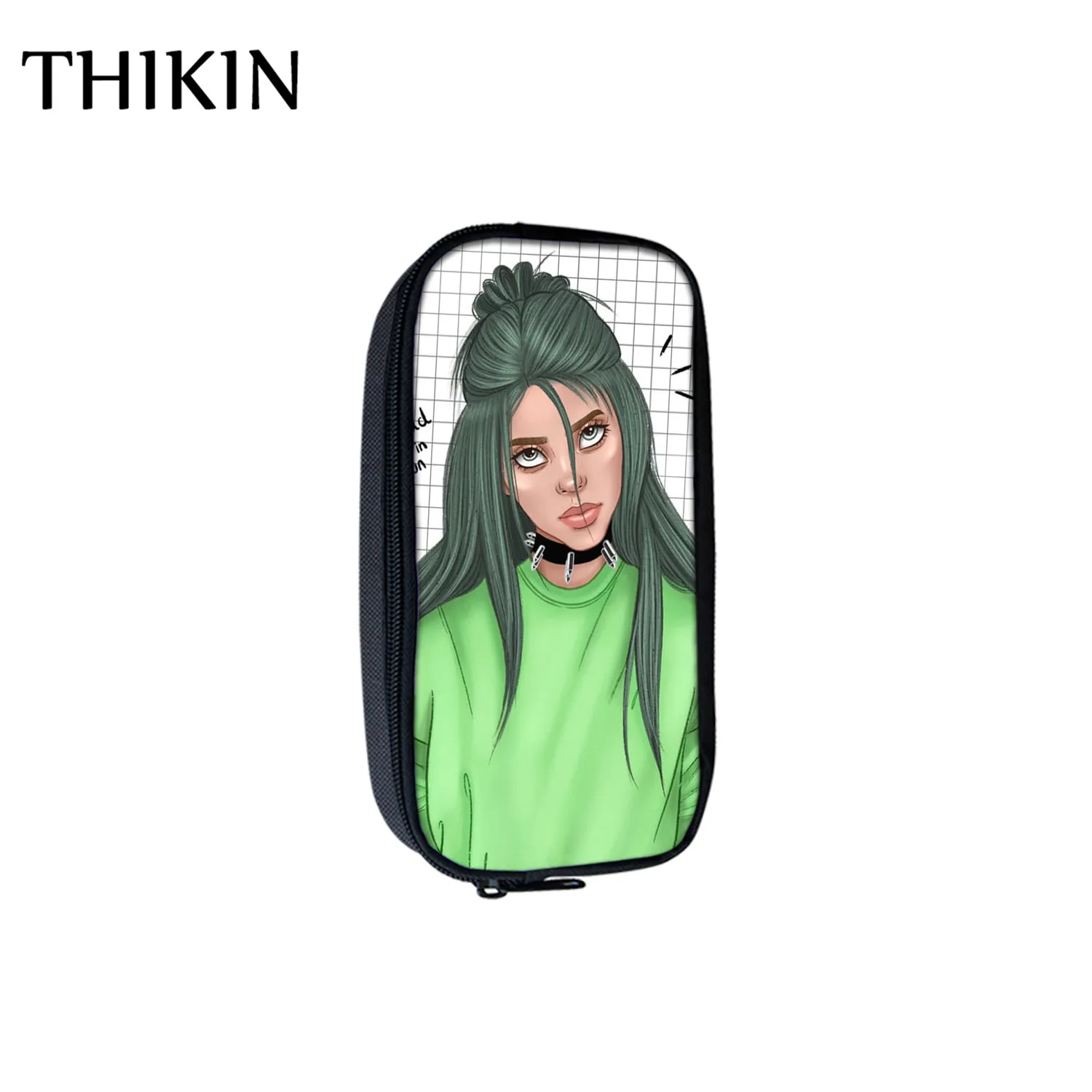 THIKIN Fashion Singer Rapper Billie Eilish, косметички с принтом, сумка-Карандаш для девочек-подростков, мини-сумочка для карандашей, детские школьные принадлежности