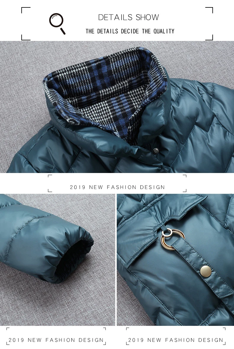 Women Solid Down Coat New Winter Fashion Pladi Splice Stand Collar Zipper Pockets Button Thickening Loose Long Outerwear