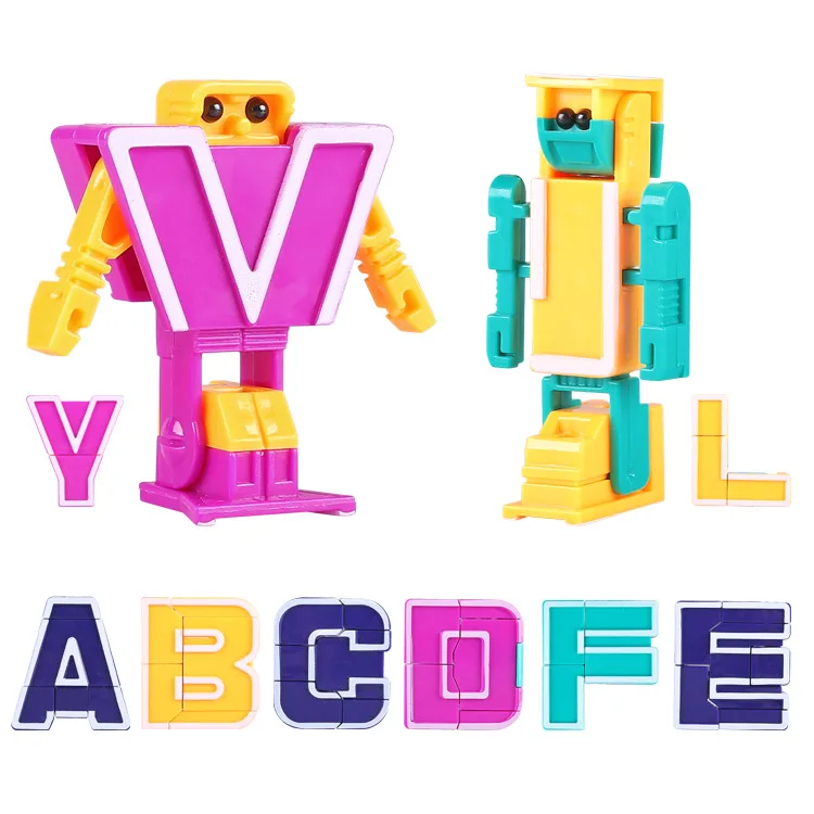 

English Lettered Transformation Combat Team Early Childhood Educational Jingang Robot CHILDREN'S Toy 26 Set Gift Box