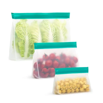 

Food Storage Bags PEVA Containers Set Stand Up Fresh Bags Zip Silicone Reusable Lunch Fruit Leakproof Freezer Vegetable Cup Bowl