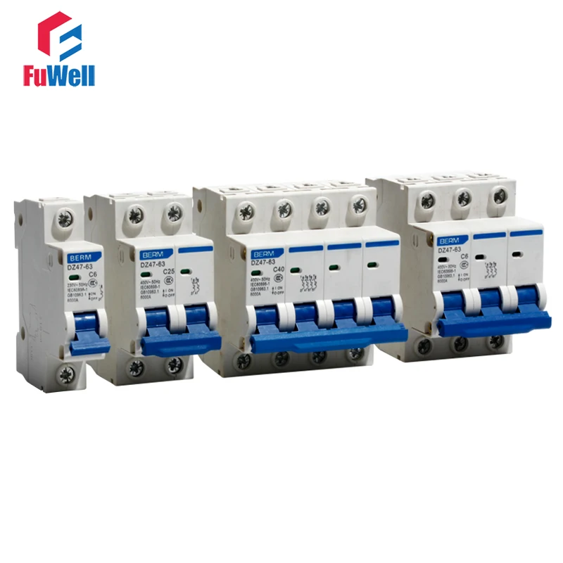 

Mini Circuit Breaker DZ47-63 1P 2P 3P 4P House Industry MCB with Indication 6A-63A Current 230V 400V Circuit Breaker