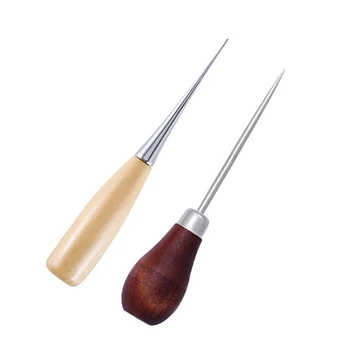 

Hole Punches Professional Cloth Awl Sewing Tool Hole Punching Leather Wood Handle Steel awl Craft Stitching Leather
