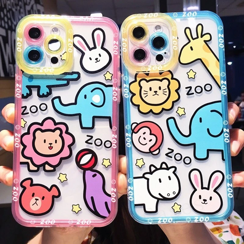 ins Cute Animal Zoo Clear Protect Lens Phone Case For iPhone 13 11 12 Pro  Max XR XS Max 7 8 Plus X Soft Shockproof Bumper|Ốp Chống Sốc Điện Thoại| -  AliExpress