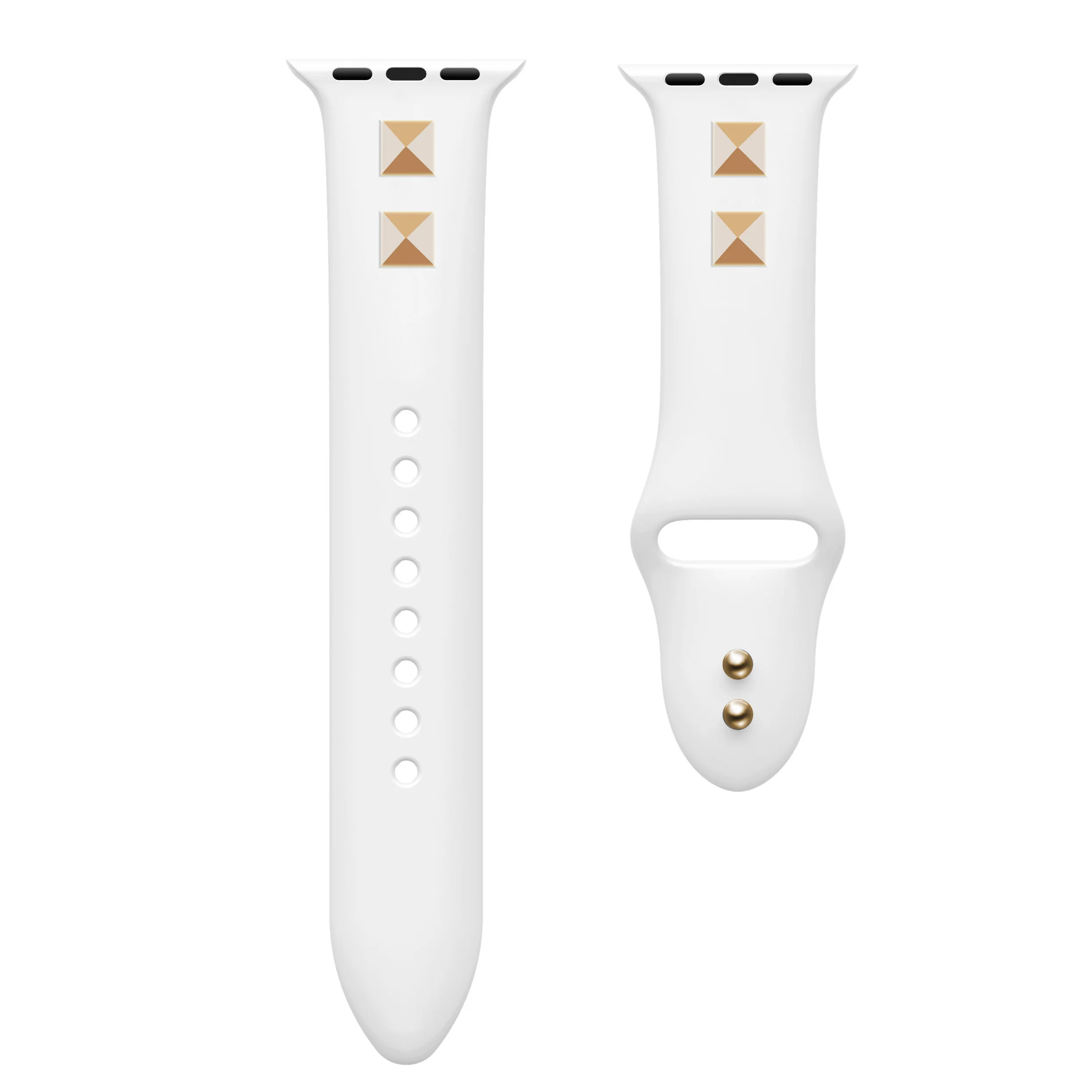 Силиконовый ремешок для apple watch, 4 ремешка, 44 мм, iwatch, 42 мм, 40 мм, correa, 38 мм, две заклепки в стиле панк, аксессуары для apple watch 5, 4, 3