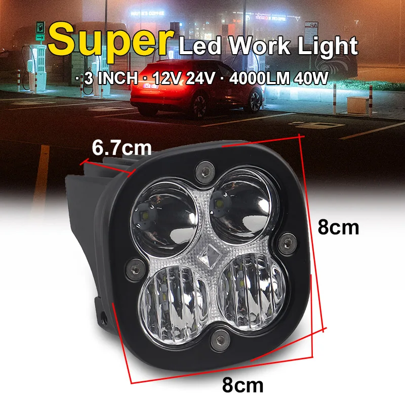 Luzes de trabalho led 4000lm carro lâmpada combo feixe 40w fora da estrada 4wd suv atv moto caminhão trator led automotivo worklight