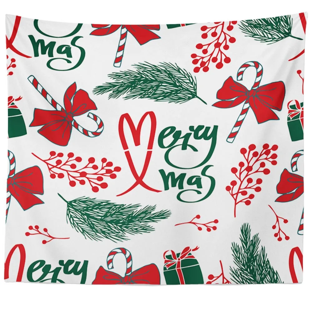 Merry Christmas гобелен дерево лось Санта Клаус колокольчик гобелен вечерние декоративная настенная вешалка украшение для дома занавеска аксессуары - Цвет: Коричневато-зеленый