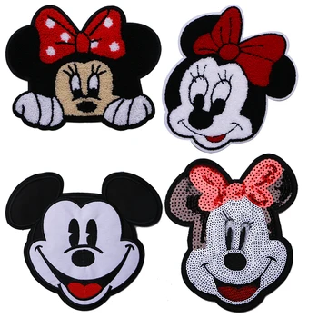 

Cartoon minnie duck cute mouse sequins icon embroidery Applique Patches For kawaii clothes DIY Iron on Badges on a backpack