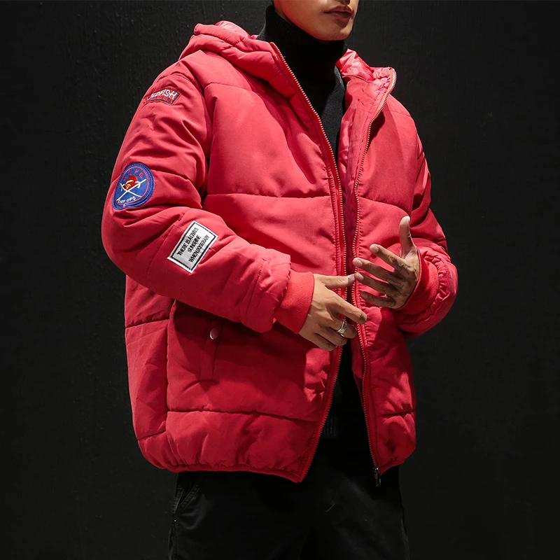 

Pilot jacket winter tooling jacket men's trend loose large size warm cotton jacket new casual wild hooded clothes