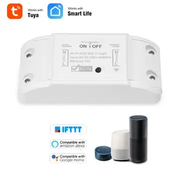 

Tuya WiFi Smart Switch 10A/2200W Wireless Remote Switch Timer APP Control Smart Home For Amazon Alexa Google Home Automation