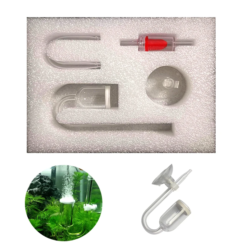 Acquario Co2 Atomizzatore Vetro Co2 Diffusore Valvola Di Ritegno A Forma Di U Kit Ventosa Acquario Regolatore Di Co2 Accessori Generatore