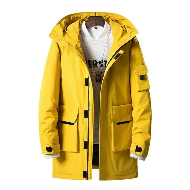 ICPANS-30 градусов белый утиный пух пальто мужской теплый утолщенный длинный Зимний пуховик Мужская Верхняя одежда с капюшоном для холодной зимы устойчивая - Цвет: YR059 yellow