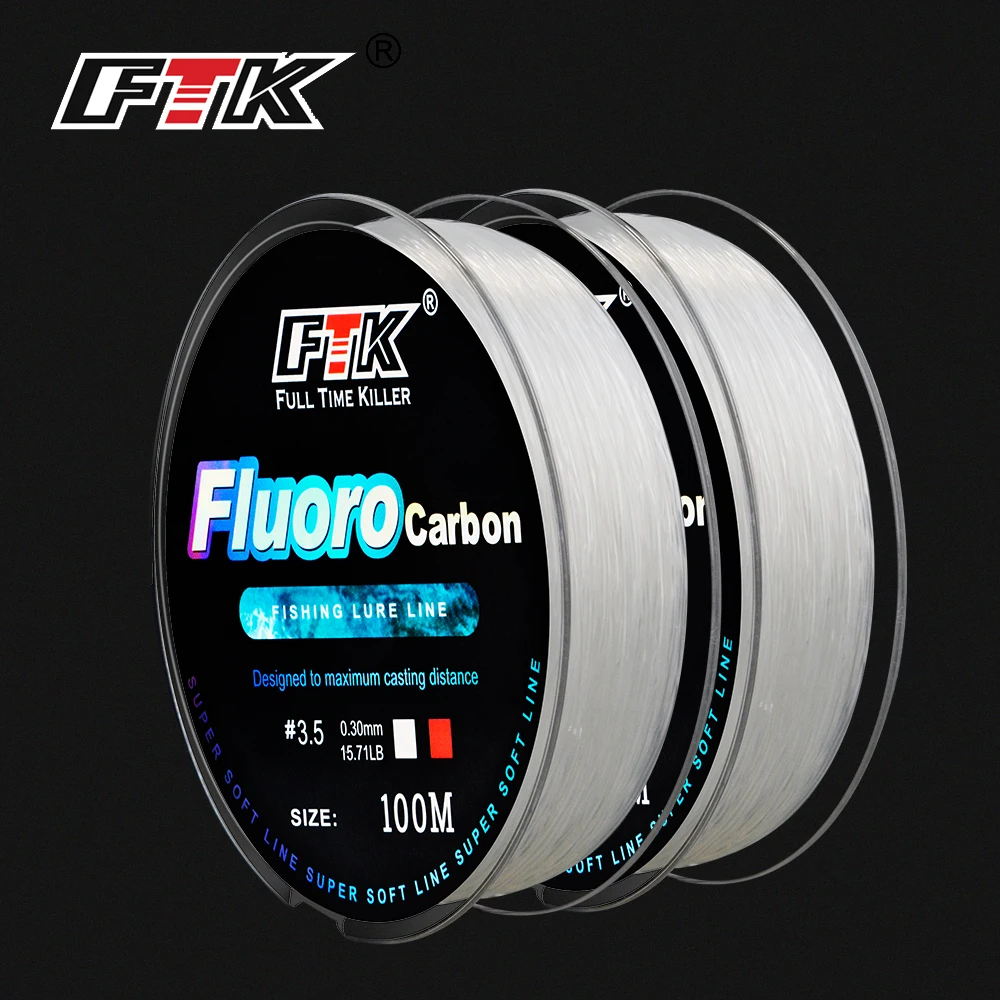 FTK 100m Fluorocarbon Fishing Line 4.13-34.32LB Fluorocarbon 100% Japan  Carbon Fiber Leader Carp Fishing Line Super Soft Line