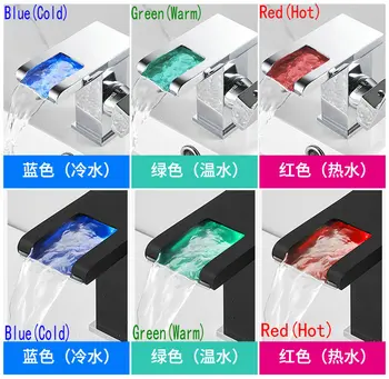 

LED Temperature-controlled Wash Basin Tap Hot And Cold Glowing Faucet Personality Color-changing Waterfall Bathroom Faucets